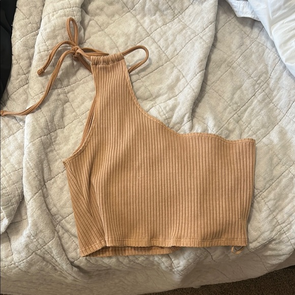 Aerie Rebel Tie Crop Top Tan NWT - Picture 1 of 3